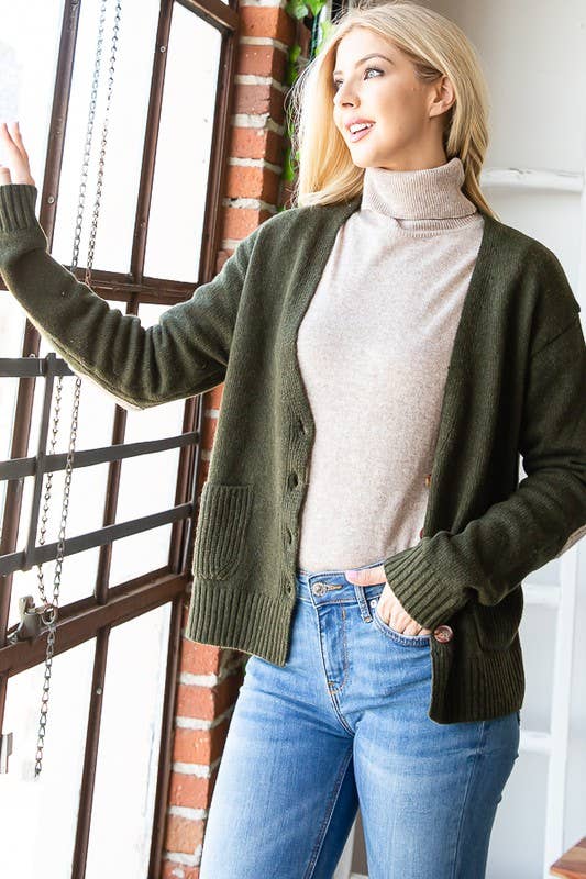 HEIMISH - Wholesale Cardigan - Women's - LVY326 LONG SLEEVE V NECK BUTTON DOWN CARDIGAN4