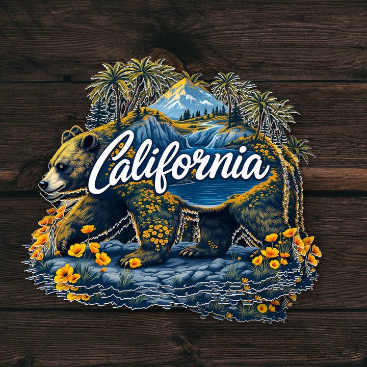 PiggyPrintStickers - Wholesale Sticker - California Sticker | Bear & Poppy State Map Vinyl Decal1