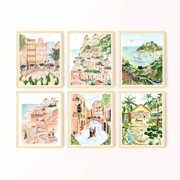Around the World Art Prints Set for wholesale by Sabina Fenn