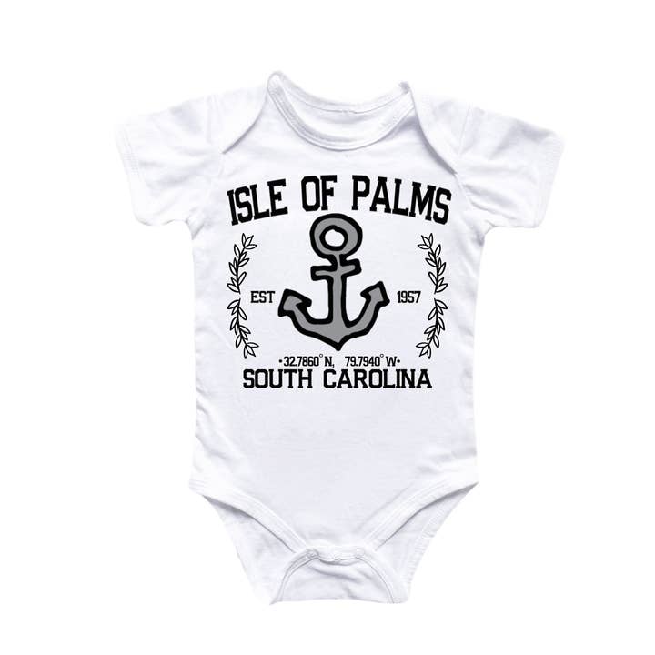 Isle of Palms South Carolina - Baby Boy Girl Clothes Infant Bodysuit Funny Cute Newborn for wholesale by North Fork Forager LLC