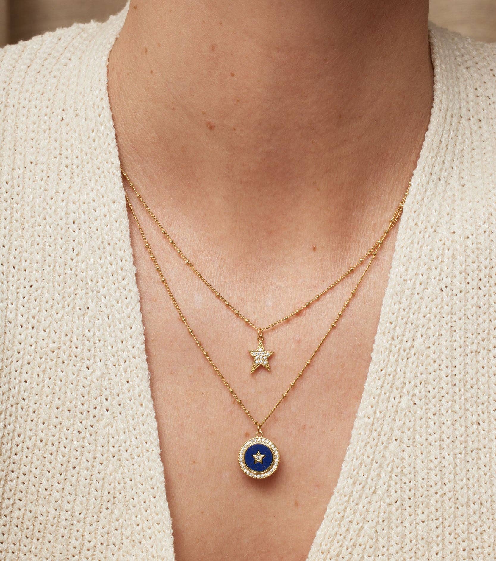 Ashiana London - Wholesale Pendant/Charm Necklace - Nebula Layered Celestial Charm Necklace1