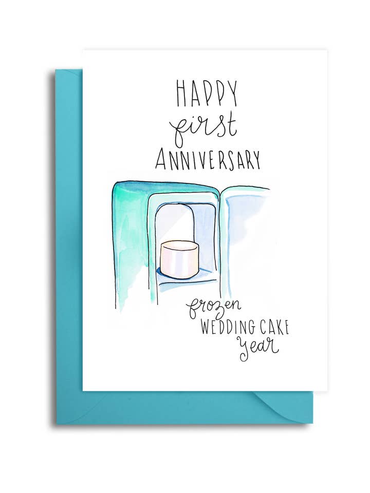 1st Anniversary The Frozen Wedding Cake Jaarkaart voor wholesale door Slow Poke Press