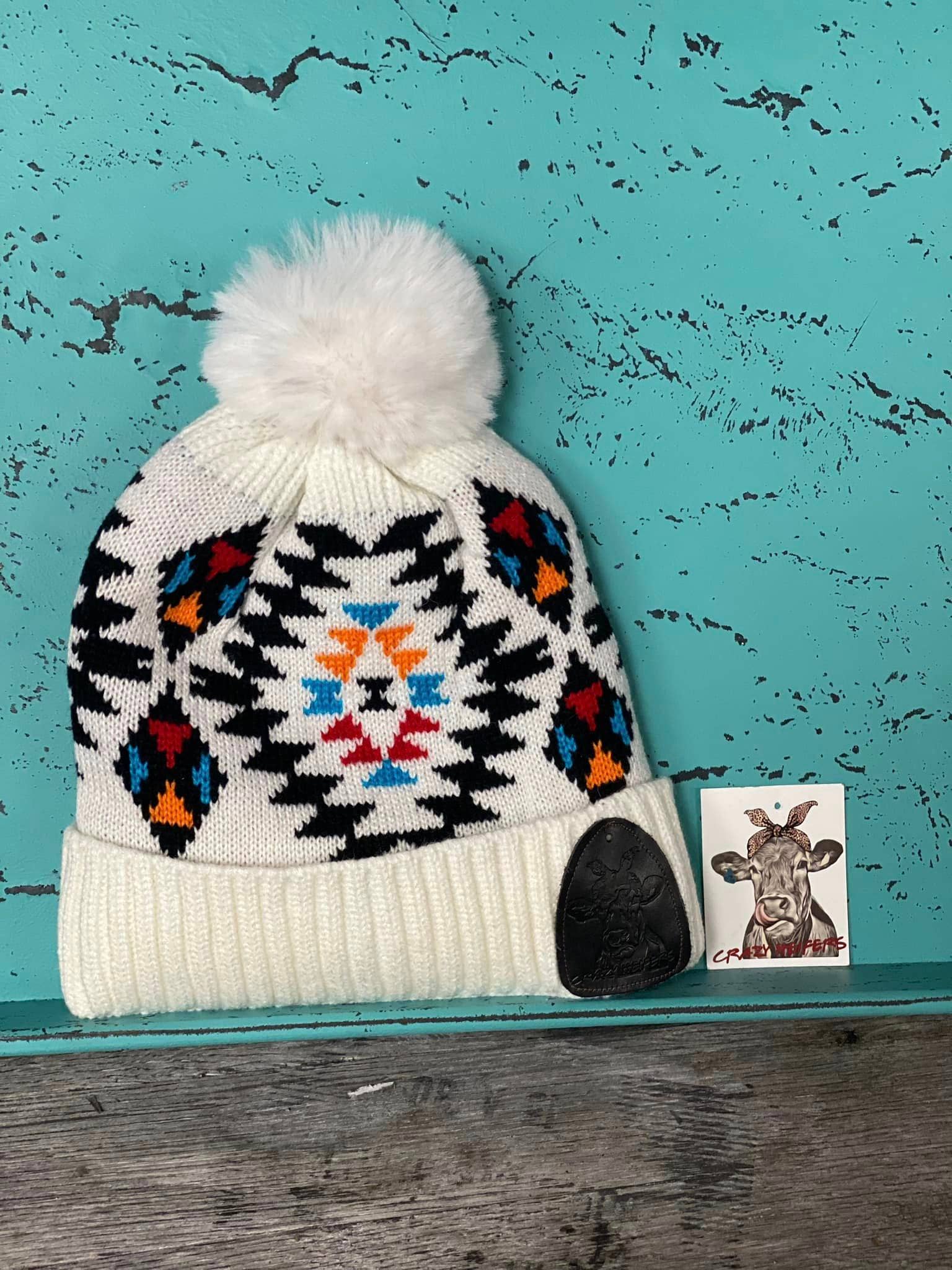 Crazy Heifers Wholesale - Wholesale Beanie - Women's - Aztec Pom Beanies4