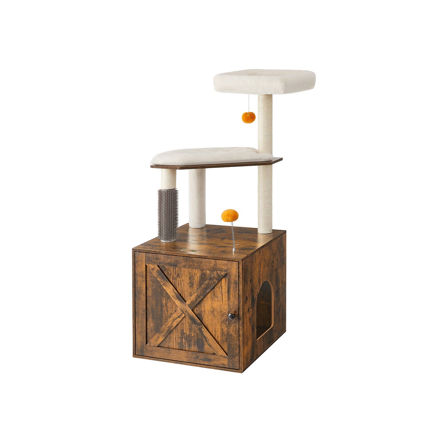 Greenwestons – Coçador de gato - Gato por atacado – Árvore de gato com caixa de areia Rústico Castanho Rústico