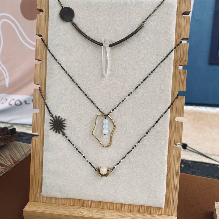 Arid Collective - Wholesale Pendant/Charm Necklace - Short Brass + Crystal Necklace | Reiki Infused | Handmade