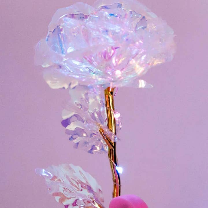 Cap Zone - Wholesale Artificial flowers - Holographic Led Light-up Gold Galaxy Rose Gift Box3