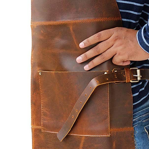 Tuzech Leather – wholesale Förkläde – Tuzech Hållbart Läderförkläde Verktyg/Justerbart/Kock/Tungt Handgjort Justerbart Verktygsförkläde - 30,5 x 23,5 tum