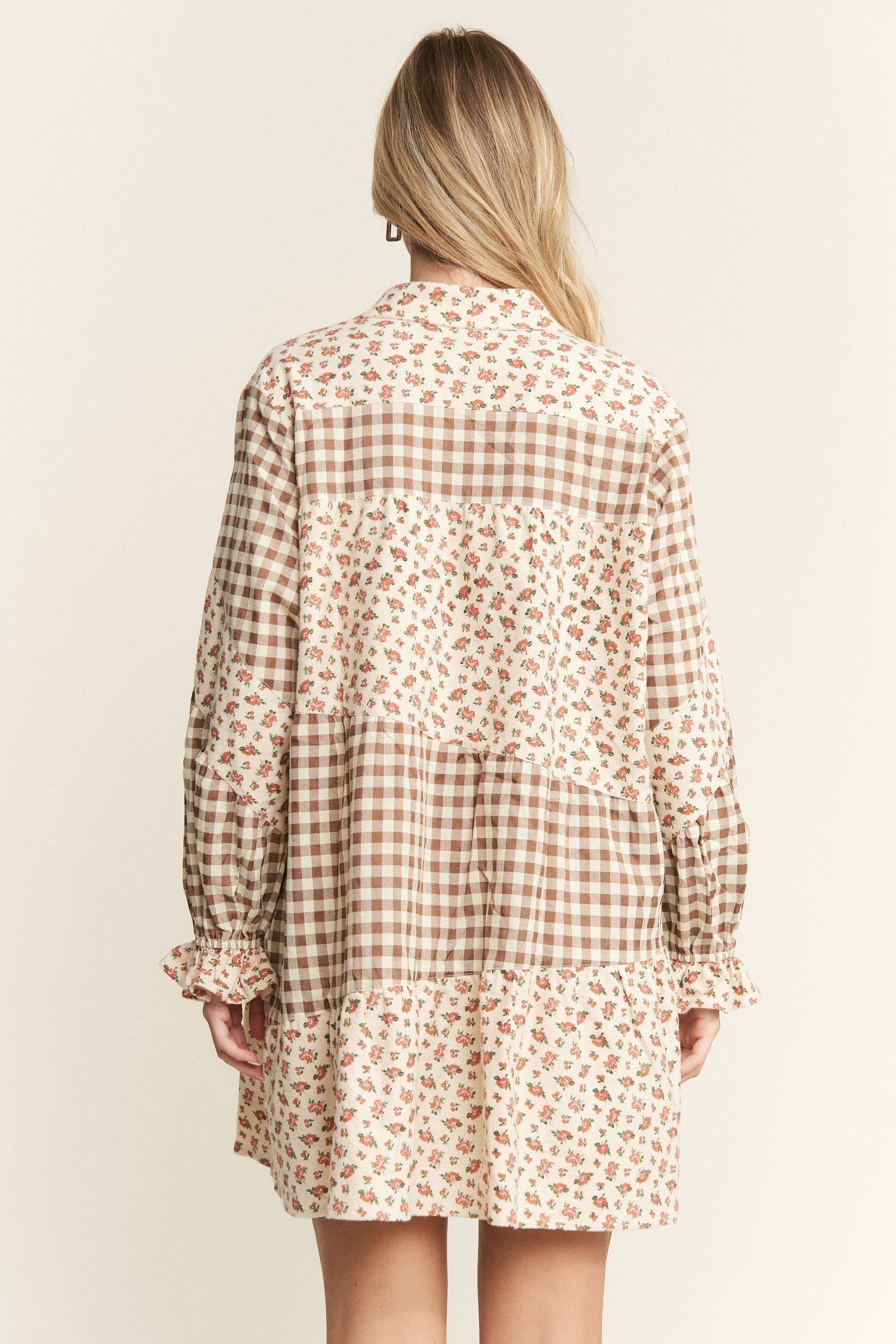 JADE BY JANE PLUS - Wholesale Dress - Women's - PLUS SIZE ASYMMETRICAL BUTTON DOWN FLORAL TIER DRESS PLUS6