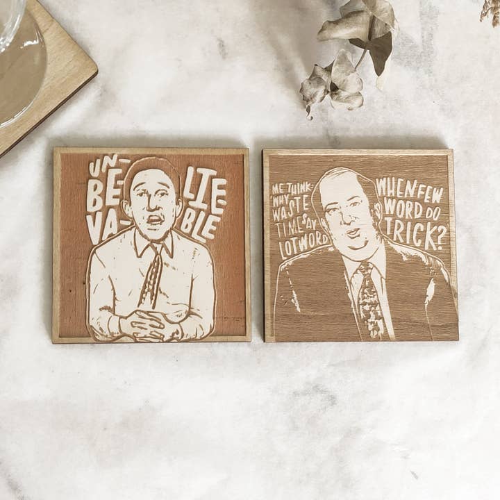 Studio Rima - Wholesale Coasters - Set of 12 The Office Wooden Coasters - TV Show - Cinema Gift3