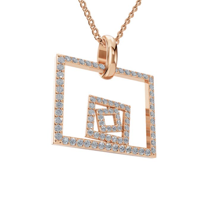 PureYou Jewelry - Wholesale Pendant/Charm Necklace - 14K Gold Diamond Square Necklace, Dainty Layering Necklace11