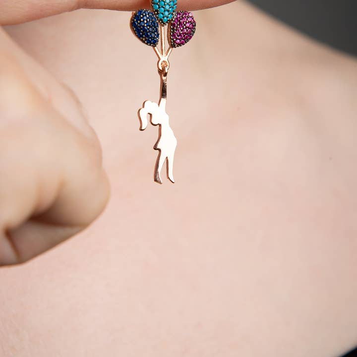 Volenia Silver - Venta al por mayor Collares con colgantes/abalorios - Collar con colgante de globo volador de plata de ley 925 para mujer