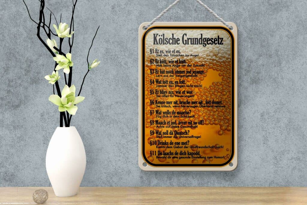 Femer - Wholesale Sign - Tin sign saying 12x18cm Kölsche Grundgesetz Et es wie et deco sign3