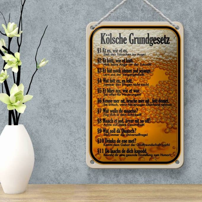 Femer - Wholesale Sign - Tin sign saying 12x18cm Kölsche Grundgesetz Et es wie et deco sign3