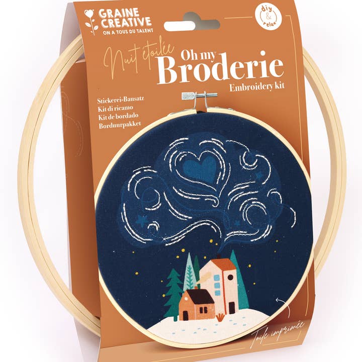 Graine Créative - Wholesale Embroidery/Cross Stitch Supplies - PARTIAL NIGHT EMBROIDERY KIT Ø20 CM3