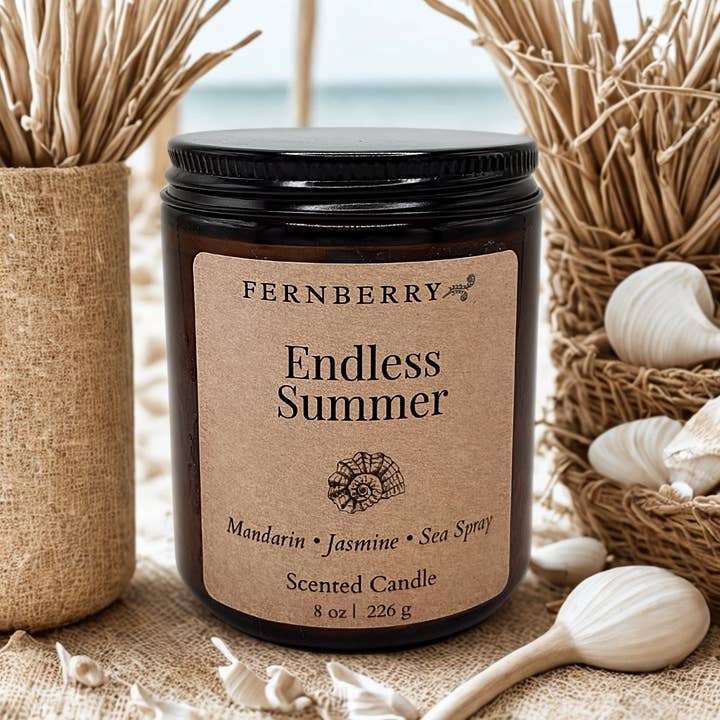Endless Summer | Candela con stoppino in legno 8oz per la vendita all'ingrosso da parte di Fernberry