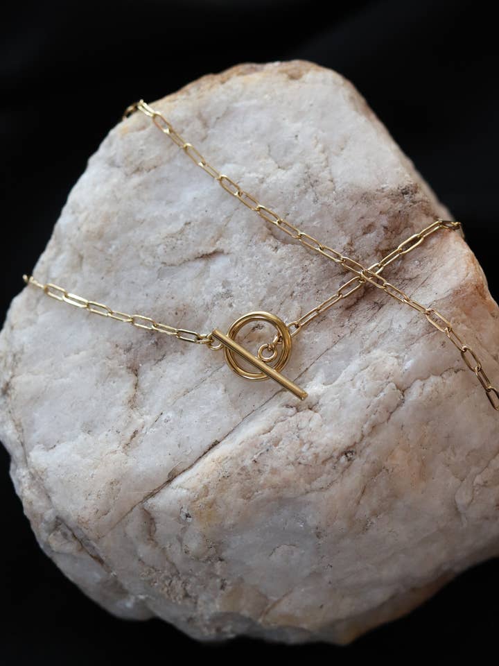 Gold Chain Toggle Necklace - Stainless Steel - Waterproof for wholesale by Cedar and Cypress Designs