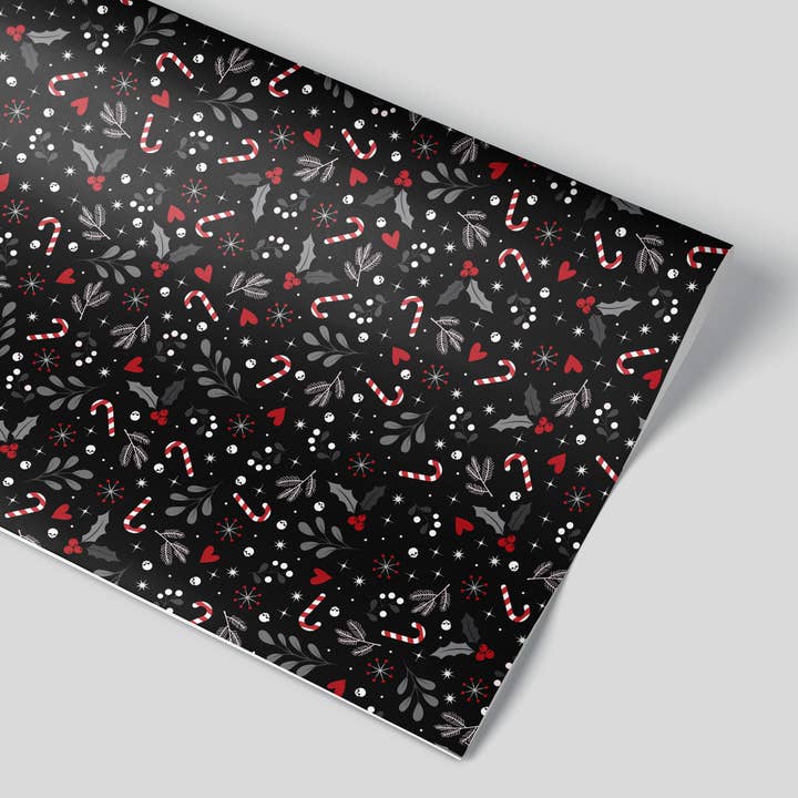 'YULETIDE WHIMSY - BLACK' FLAT WRAP SHEET for wholesale by Shaven Raven Designs