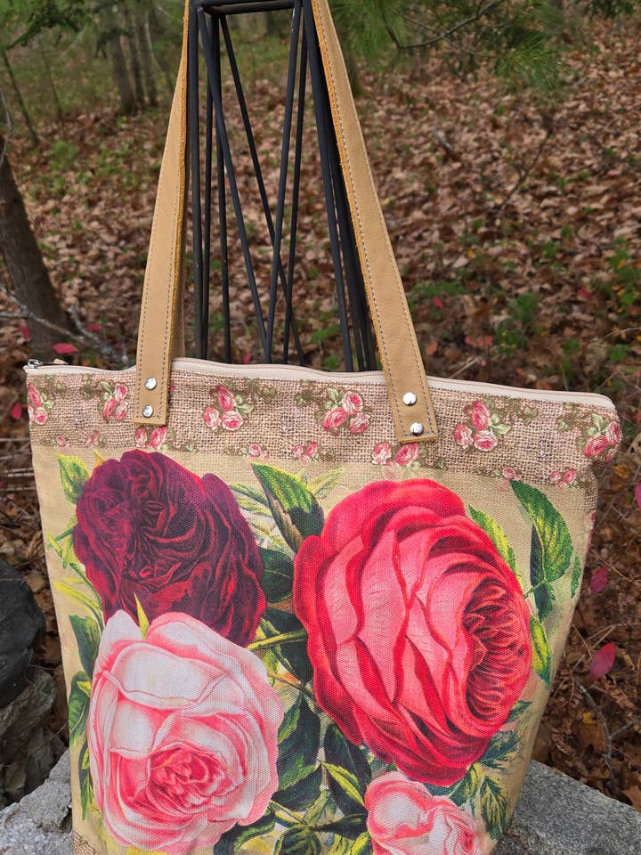 Vintage Cottage Roses Tote Bag for wholesale by Old Bagzz