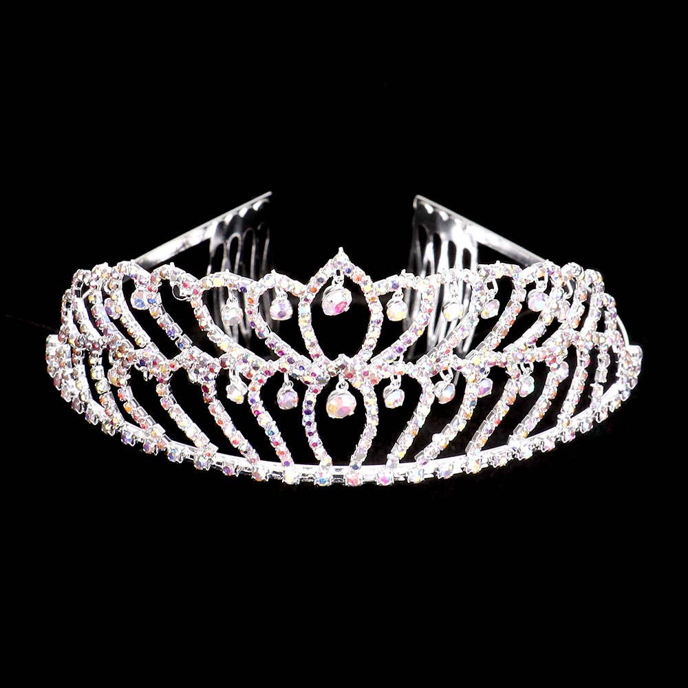 Sensibling Corp. - Wholesale Tiara - Women's - Rhinestone Crystal Dangle Pageant Princess Tiara3