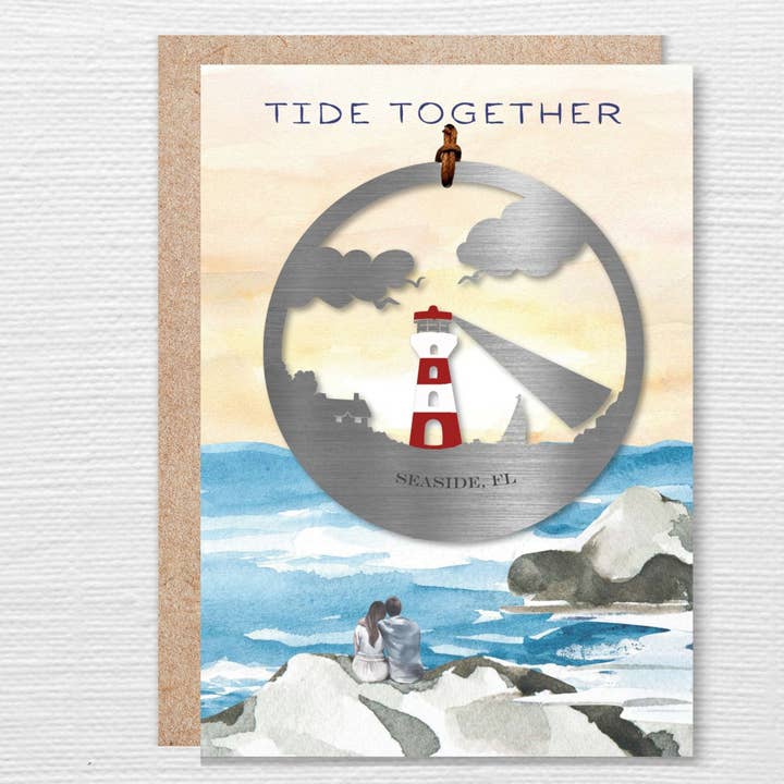 Tide Together Greeting 5x7 Card- Lighthouse Ornament for wholesale by Authenticaa