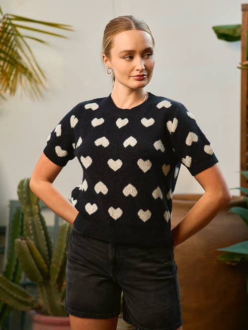 HEART 1/2 SLEEVE SWEATER for wholesale by JADE BY JANE
