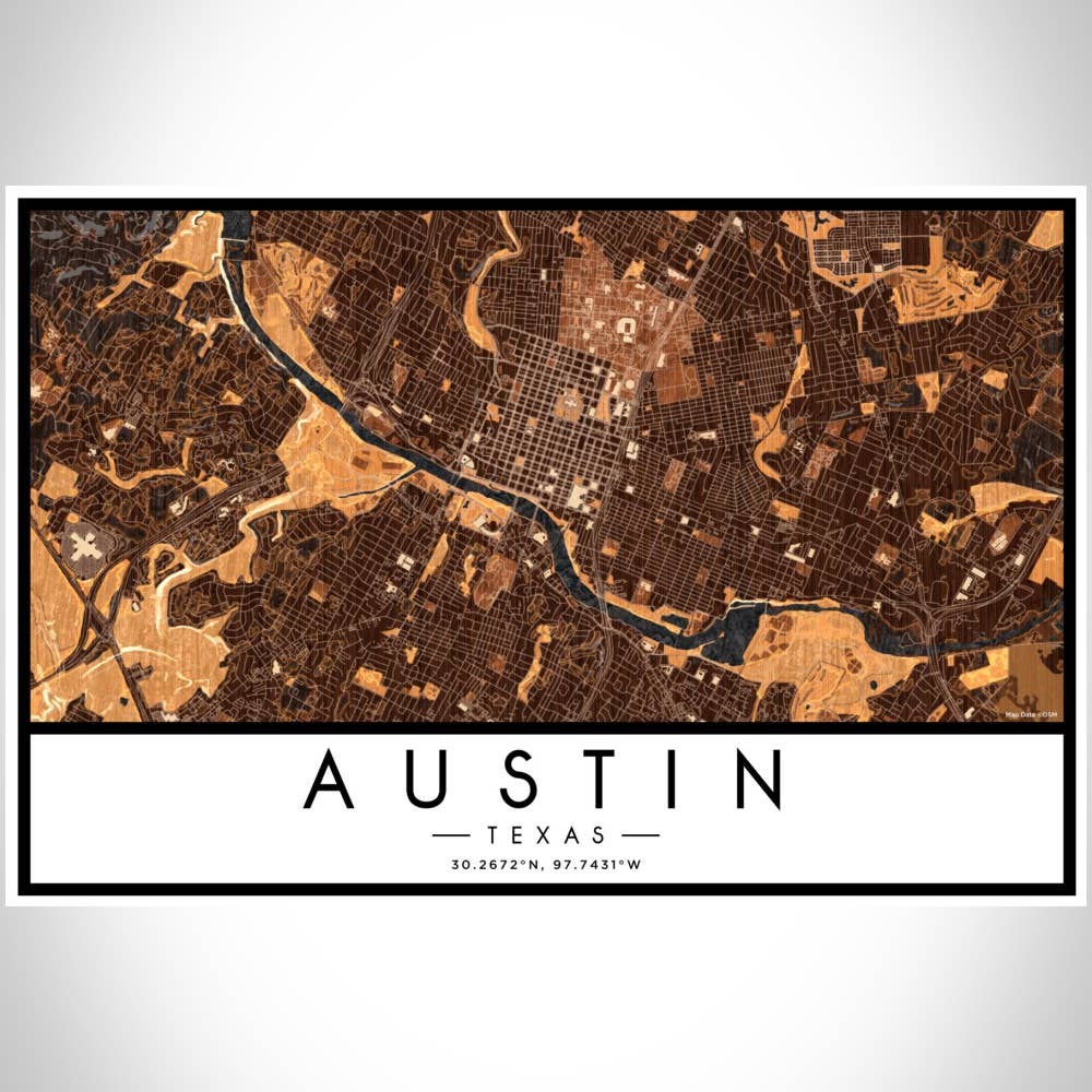 JACE.design - Wholesale Art Print - Austin TX Map Print Ember3