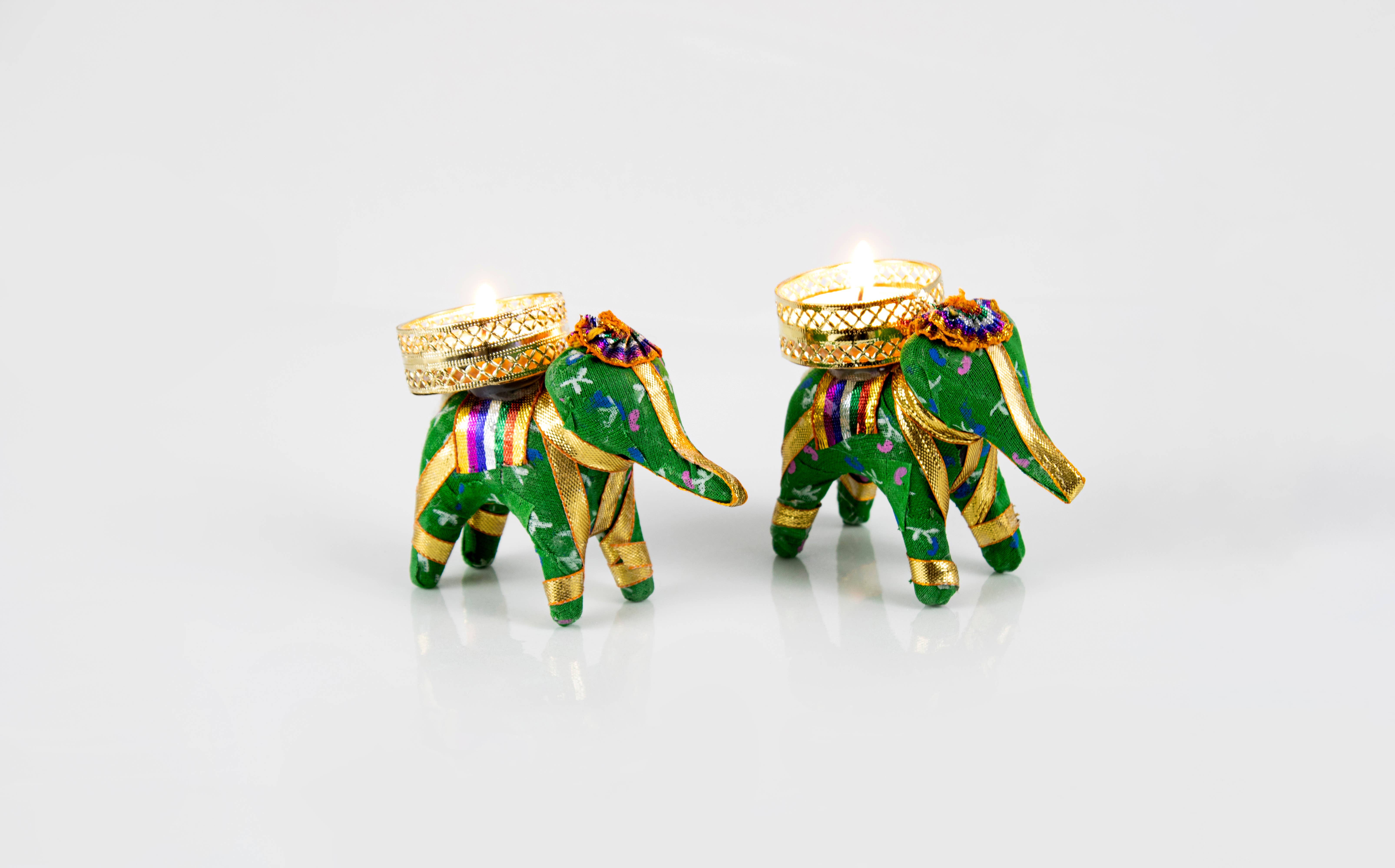 El'Cobre-Ecozonelifestyle - Venta al por mayor Candelabros - Set de 2 portavelas artesanales en forma de elefante para vela tealight27