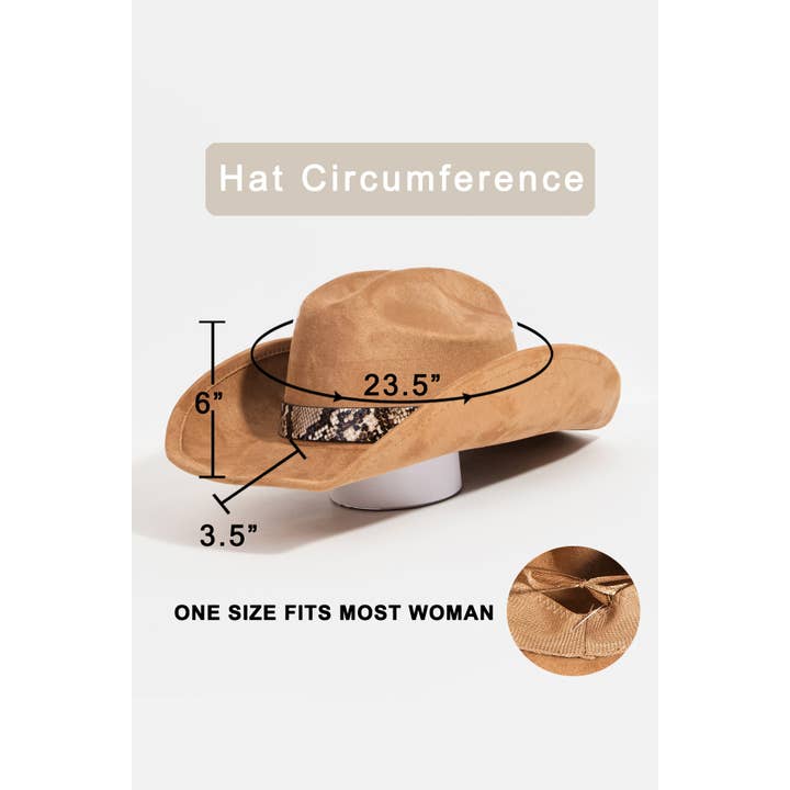 Collections by Fame Accessories - Wholesale Cowboy Hat - Women's - Western Snake Band Cowboy Hat