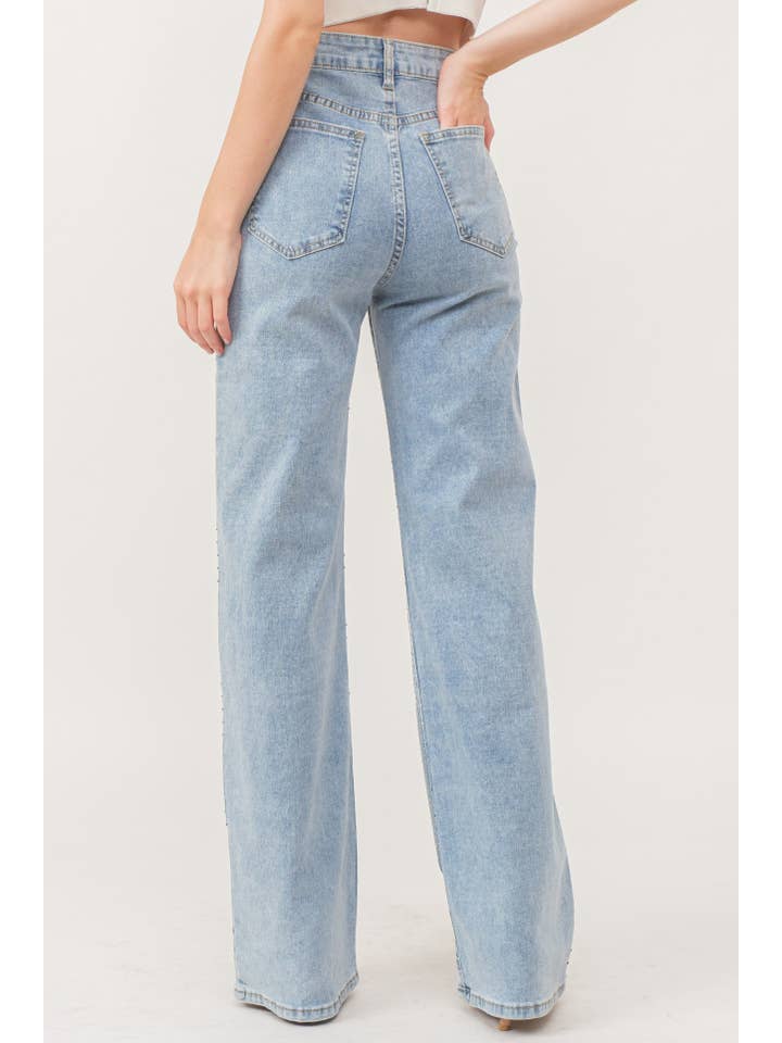 KIWI - Wholesale Jeans - Dames - IP2847 - Stretch spijkerbroek met hotfix strass-steentjes3