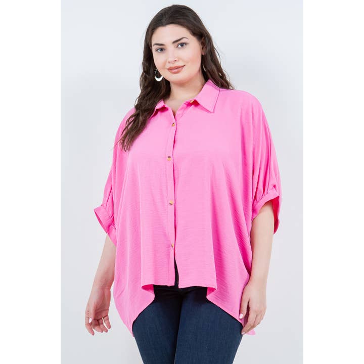 ÜBERGROSSES, KASTENFÖRMIGES TUNIKAHEMD MIT KNOPFLEISTE UND KRAGEN für den Großhandel von Curve Market