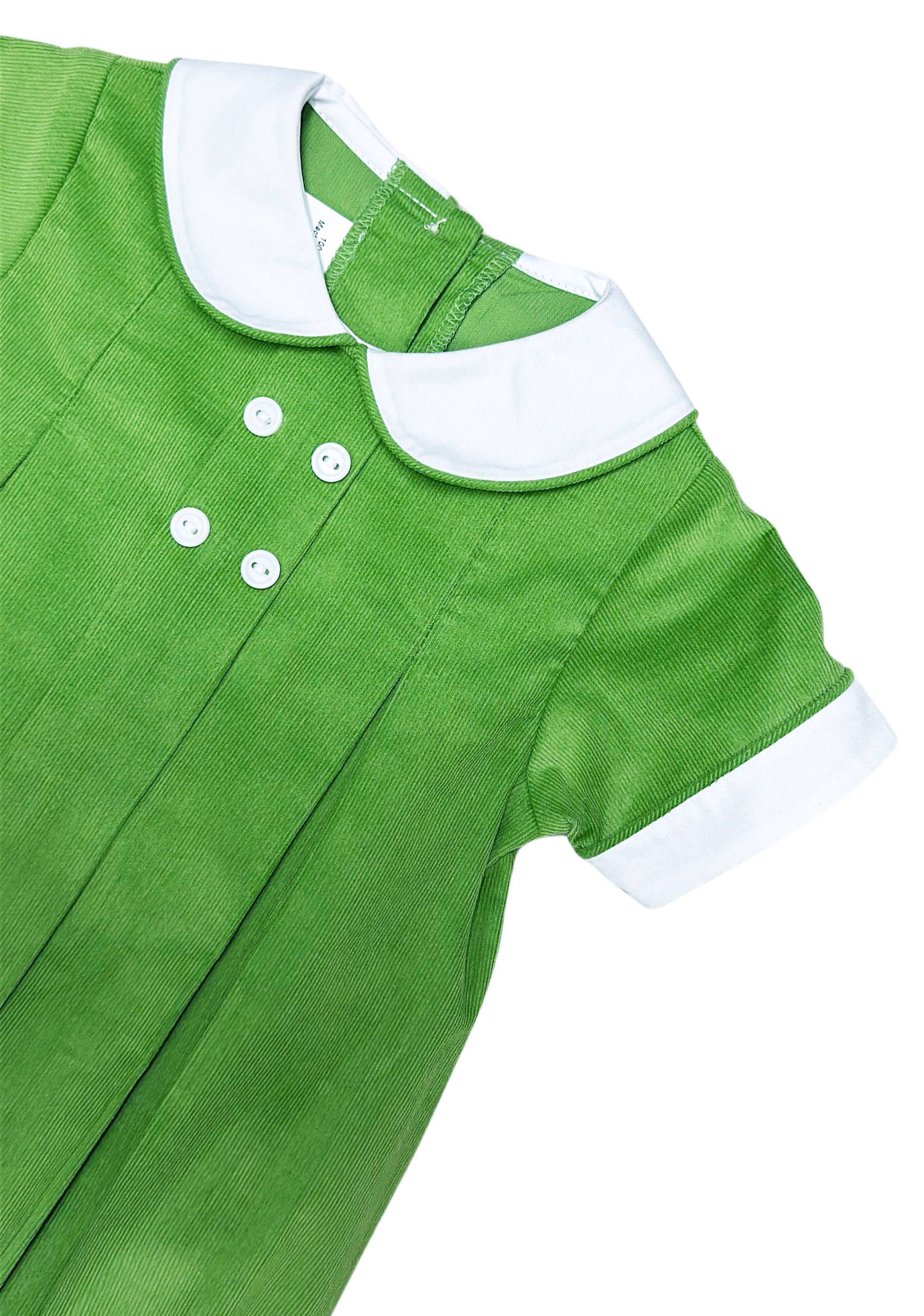Marco and Lizzy - Vente Combishort – enfant - Bulle en velours côtelé verte "Josh" pour bébé garçon3