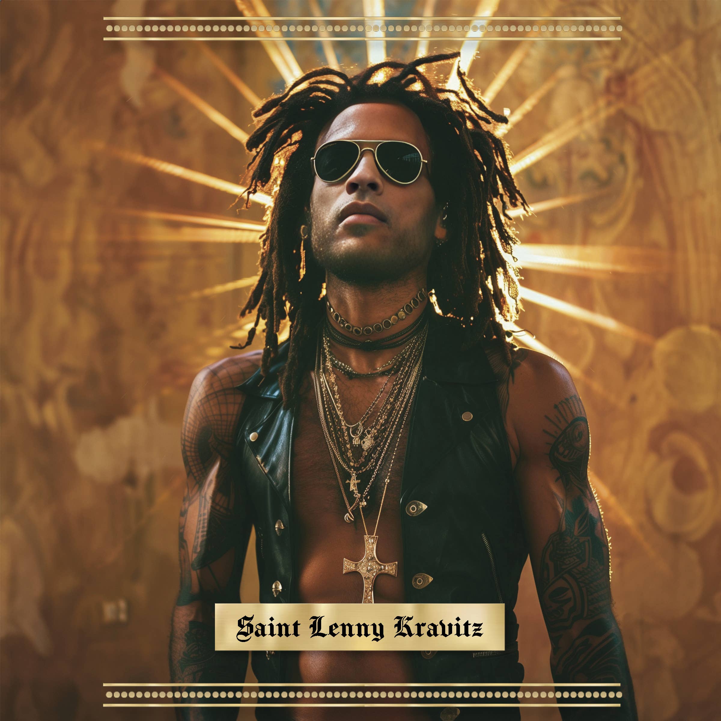 Icon Maniacs - Vendita all'ingrosso Candela in vasetto - Candela religiosa con effigie di Lenny Kravitz1