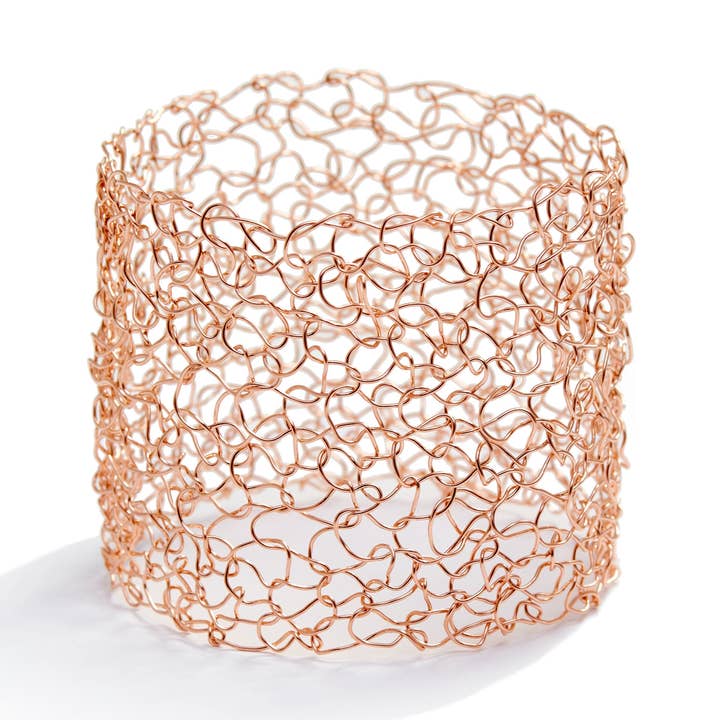Bracelet jonc rempli d'or rose 14 carats, bracelet tendance pour la vente par MetaLace Jewelry