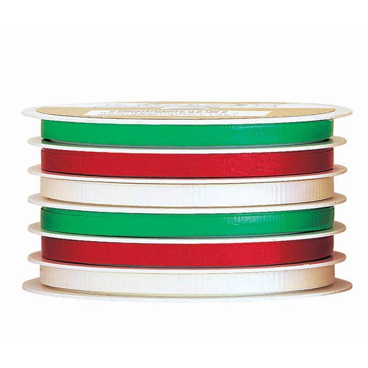 Red and Green Metallic Ribbon for wholesale by The Gift Wrap Company