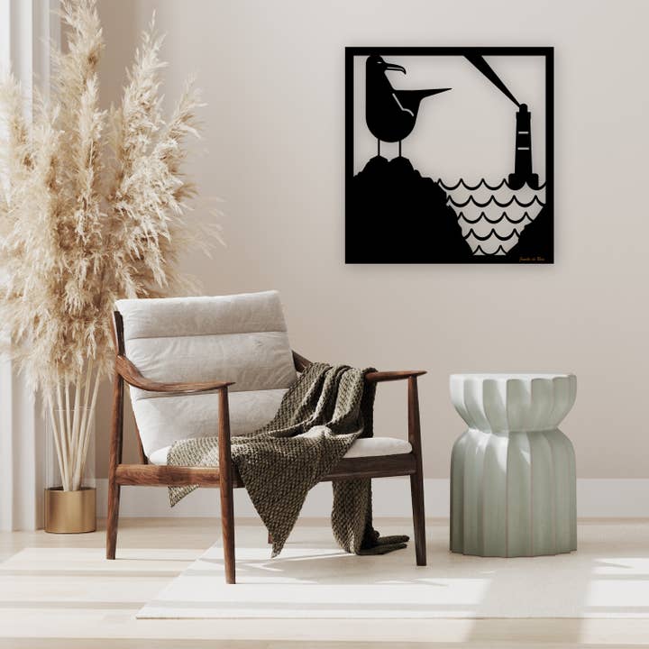 Gesneden decoratief houten schilderij, De zeemeeuw voor wholesale door jambedebois