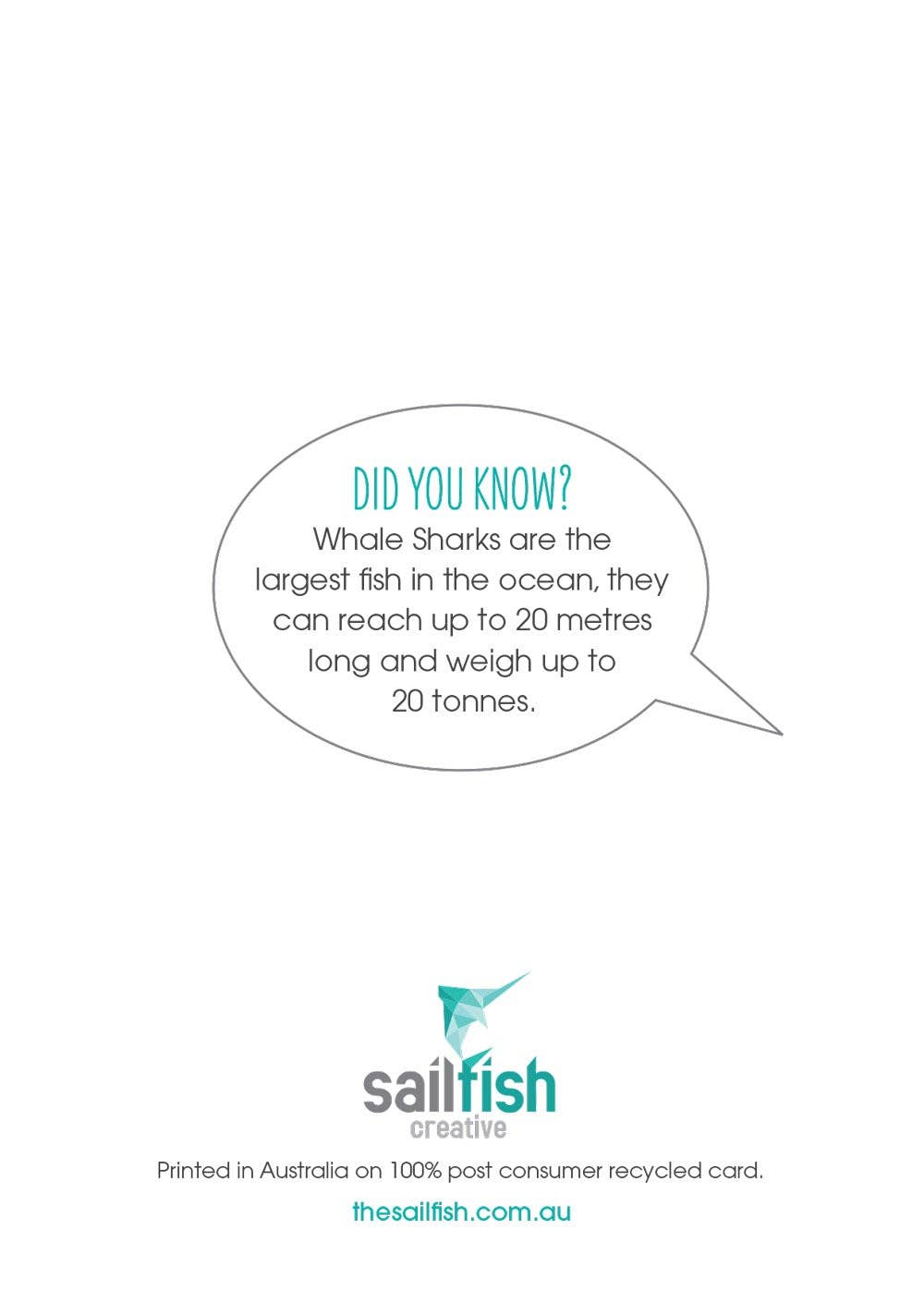 Sailfish Creative - Wholesale Everyday greeting card - Other Card - Whale Shark1