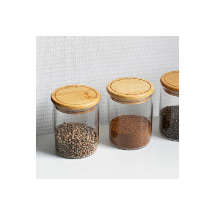 Pebbly France – wholesale Jar – Set of 3 Glass Spice Jars