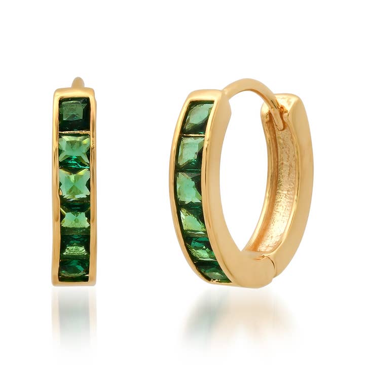 Tai Jewelry - Wholesale Huggie Earrings - Channel Set Princess Cut CZ Huggies1