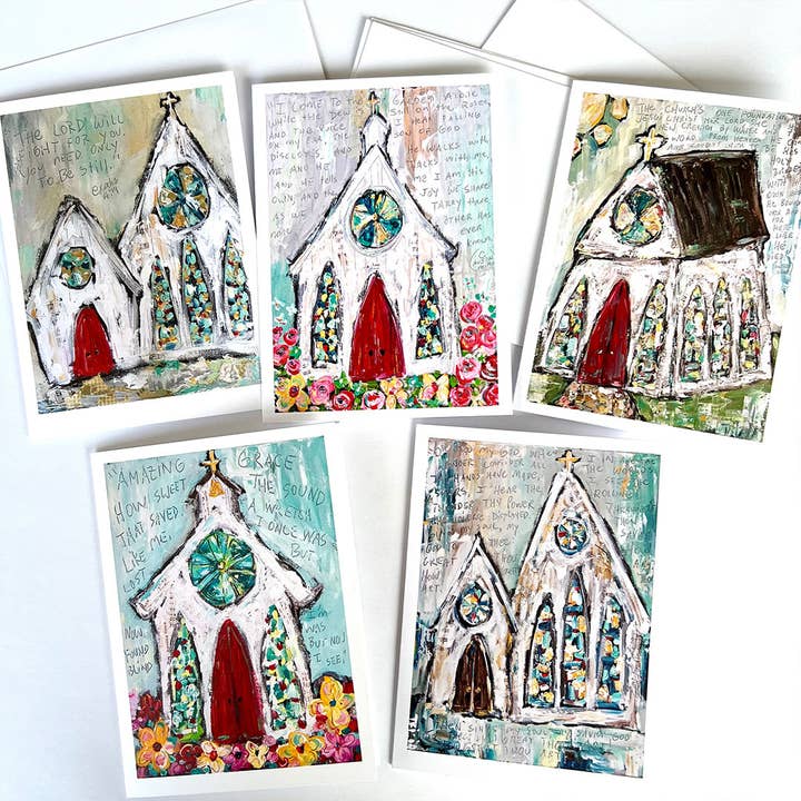 Hymns and Chapels Card Series for wholesale by Tricia Robinson Art