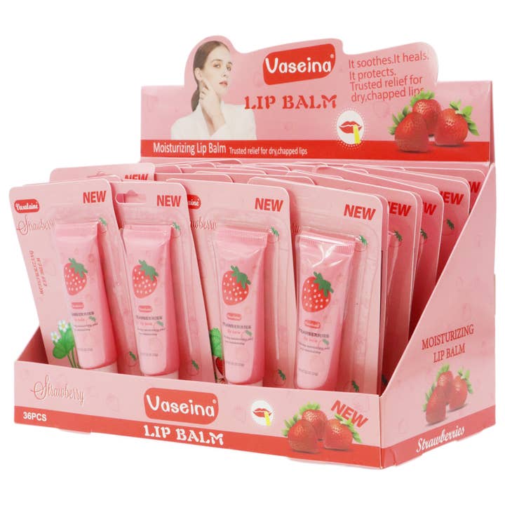 Cap Zone - Wholesale Lip Balm - Strawberry Scented Gel Lip Balm Squeeze Tube - 36 pcs