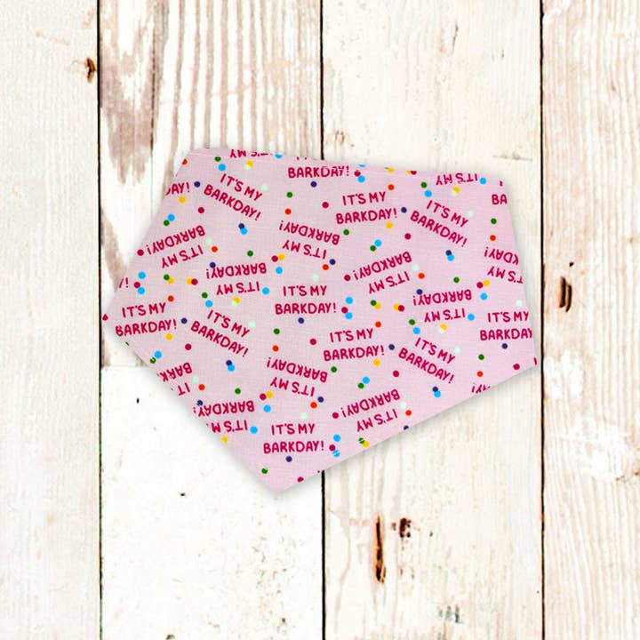 BibbyBubby - Wholesale Pet Bandana - Dog - It's My Barkday! Pink Birthday Dog Bandana