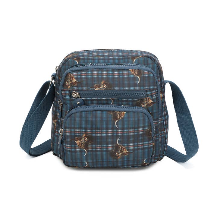 Crossbodyväska 8013# Highland Cow Marinblå för wholesale av Strathurie