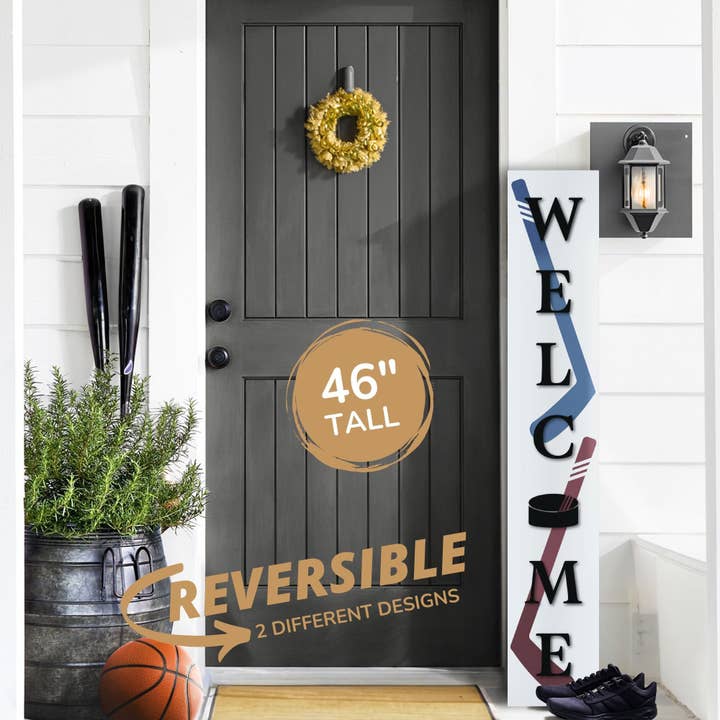 Hockey Porch Leaner Welcome Sign for wholesale by 9th Letter Press