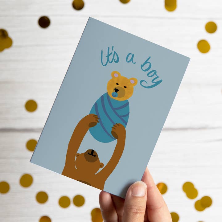 It's a Boy - bears Card for wholesale by Lorna Syson