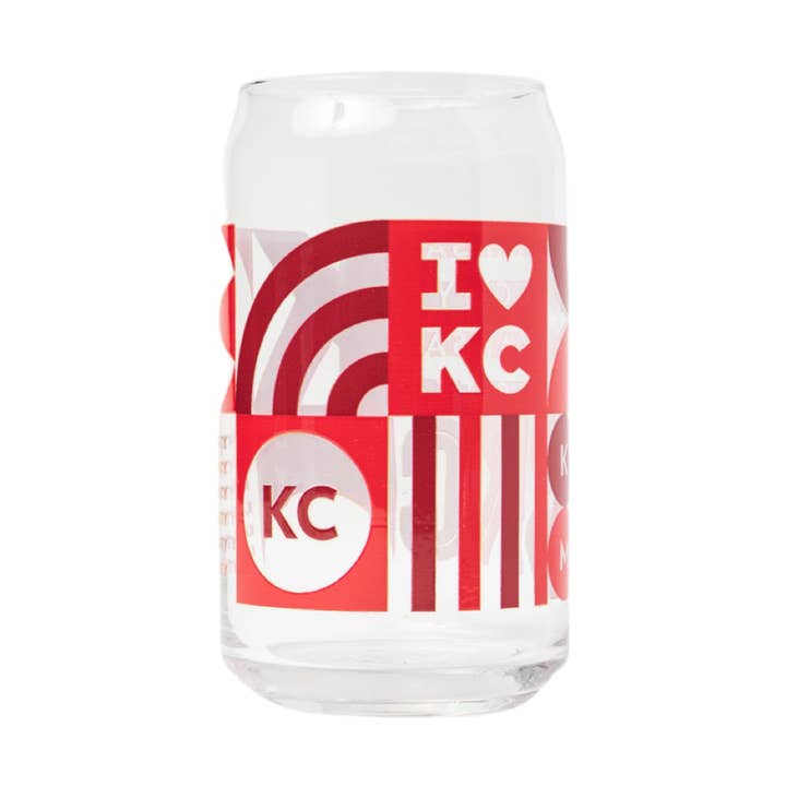 KC Collage Beer Can Glass - Red for wholesale by Ampersand Design Studio