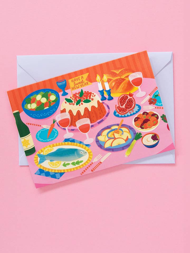 Carte de vœux douce pour le Nouvel An de Rosh Hashanah pour la vente par Oy Vey Crafts