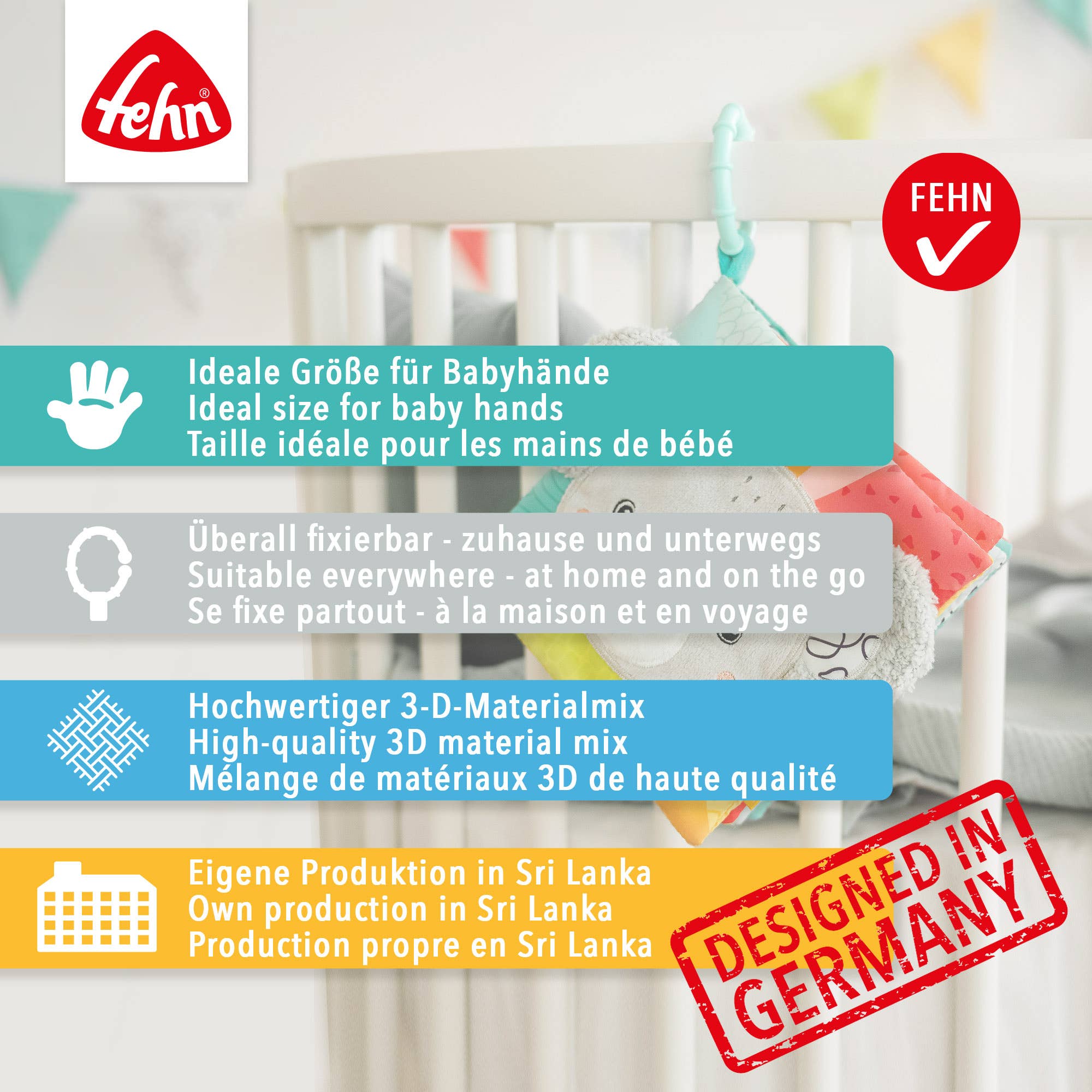 Fehn - Wholesale Baby & Toddler Book (0-2) - Mini-Crinkle Book Octopus - Touch Book with Nature Motifs5