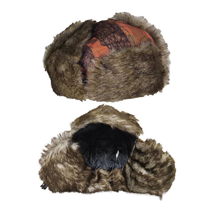 Cap Zone - Wholesale Trapper/Bomber Hat - Unisex - Hunt Camo Faux Fur Lined Bomber Trapper Hat