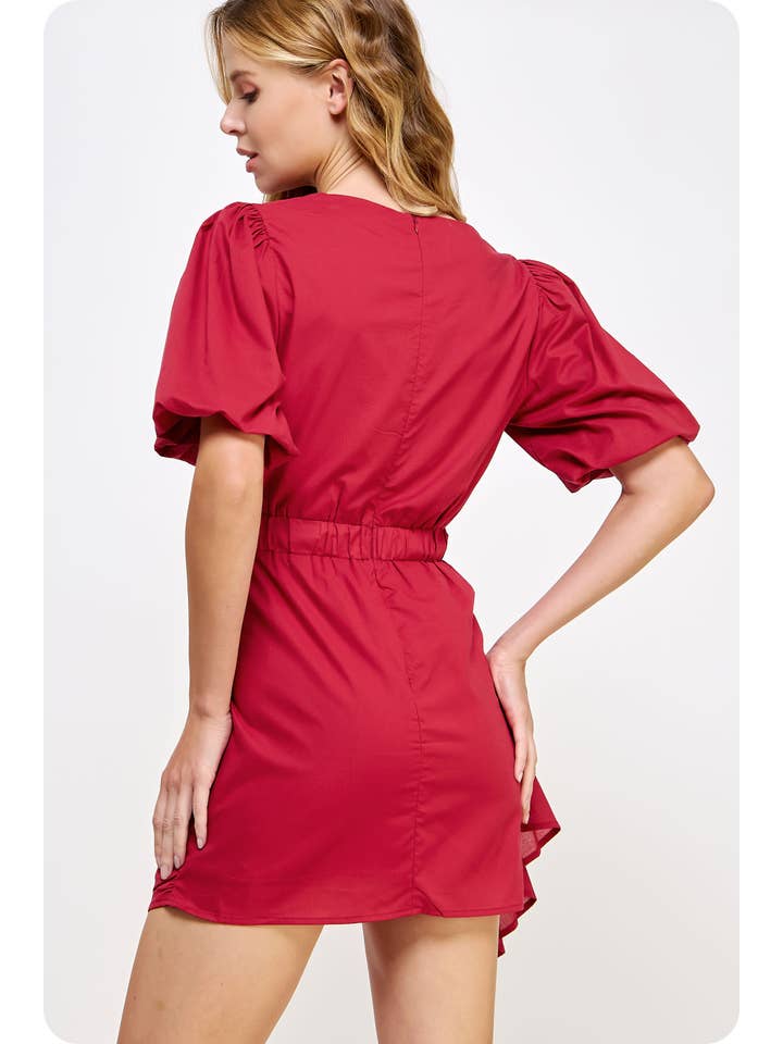 Strut & Bolt - Wholesale Dress - Women's - Ruched Short Puff Sleeve Voile Mini Dress19