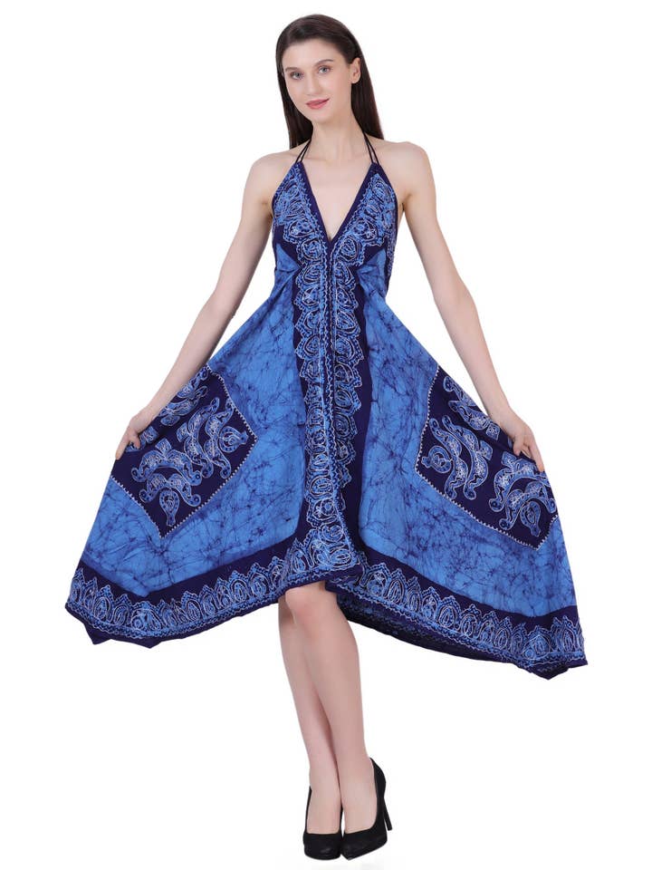 Advance Apparels – wholesale Dress – Women's – Batik Scarf Dress Elastic Back 145815